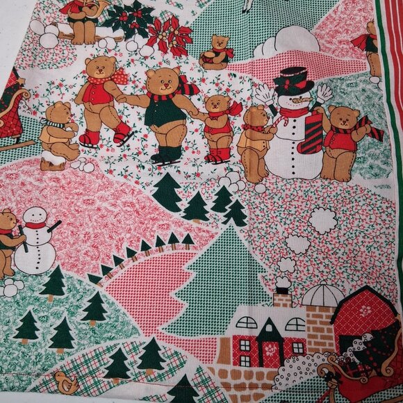 Handmade Christmas Apron Patchwork Holiday Teddy Bear Santa Claus One Of A Kind - Picture 6 of 11